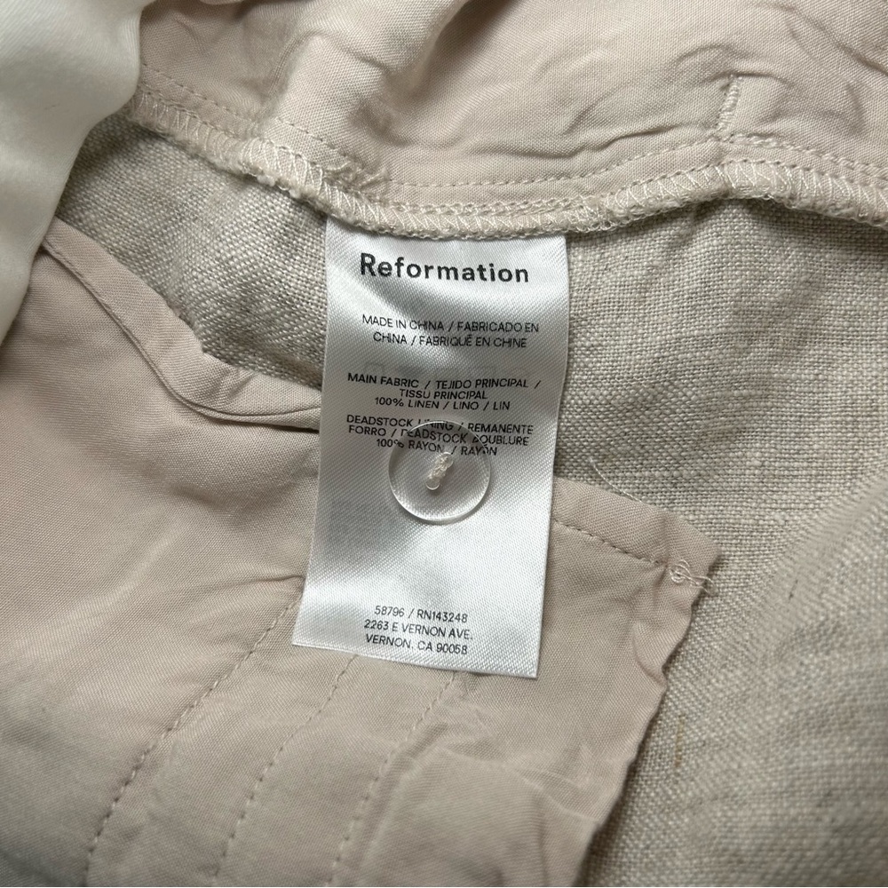 Reformation 100% Linen Pants Oatmeal Size 0 - Picture 12 of 15